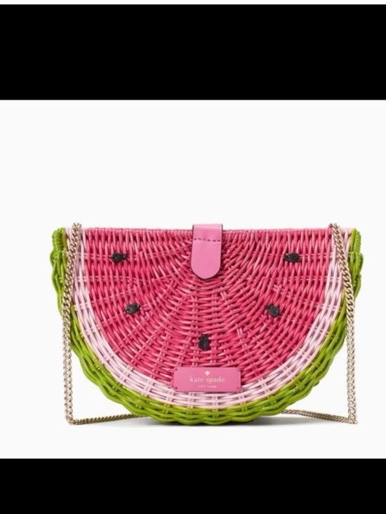 Kate Spade Watermelon Wicker Crossbody Novelty Bag NWT Chain Strap - Picture 11 of 13